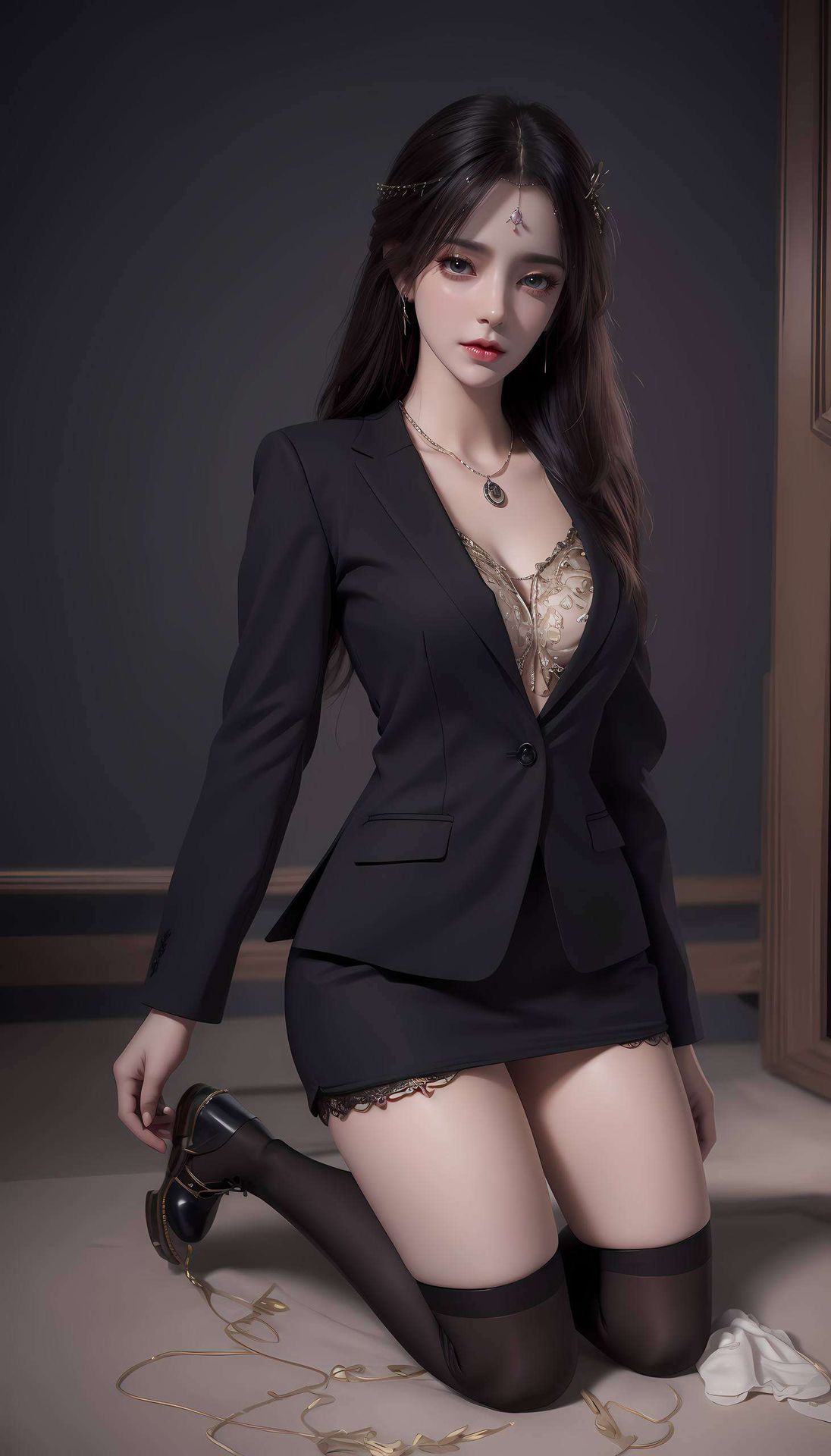 这款AI绘画人物表情参考图巧妙融合抽象2560p壁纸元素