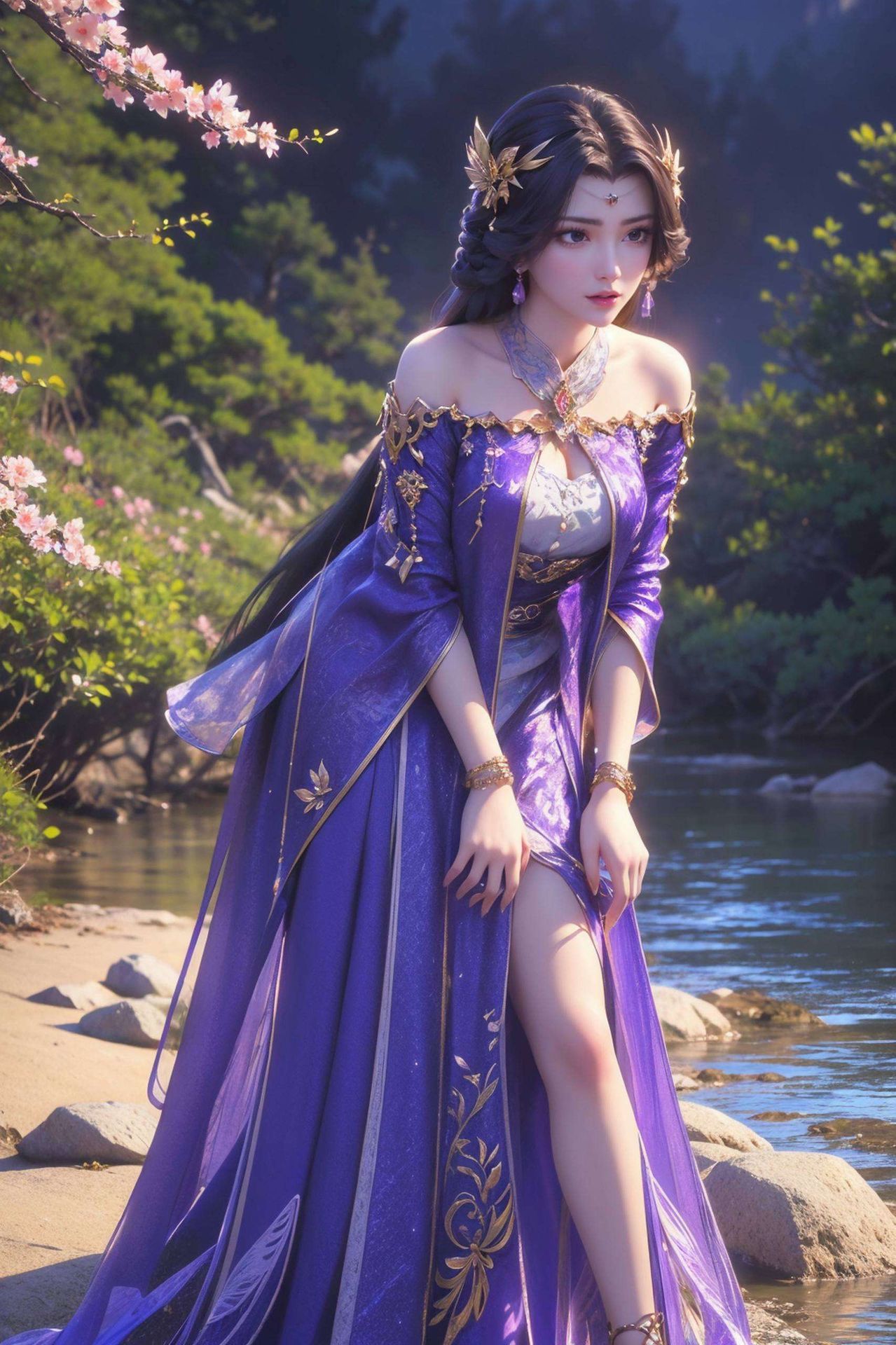 色彩斑斓在赛博朋克的霓虹世界中