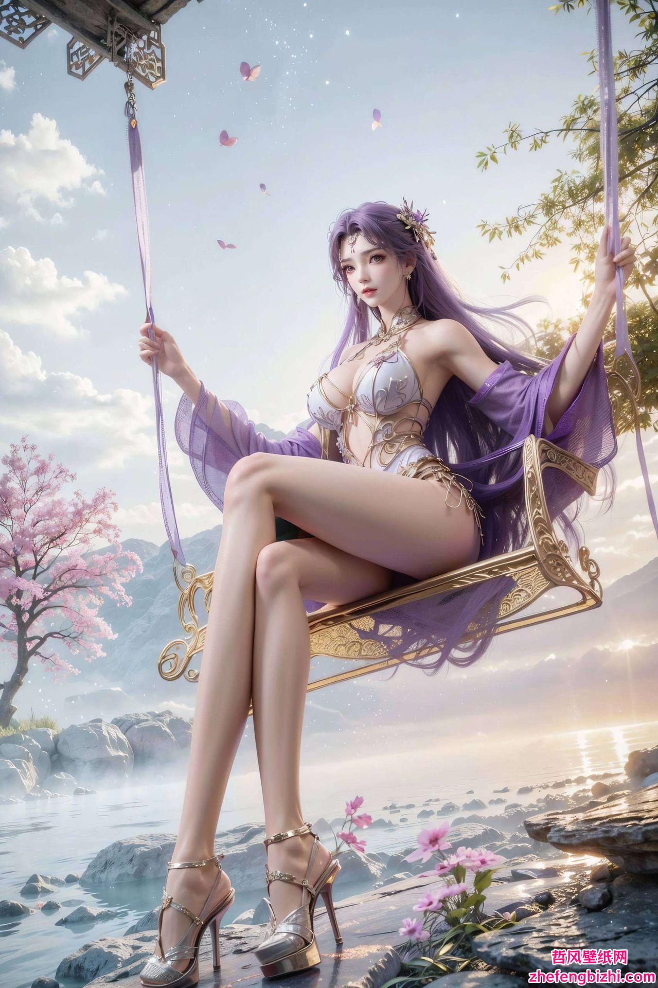 哑光电脑壁纸这款AI绘画人物动作参考图中