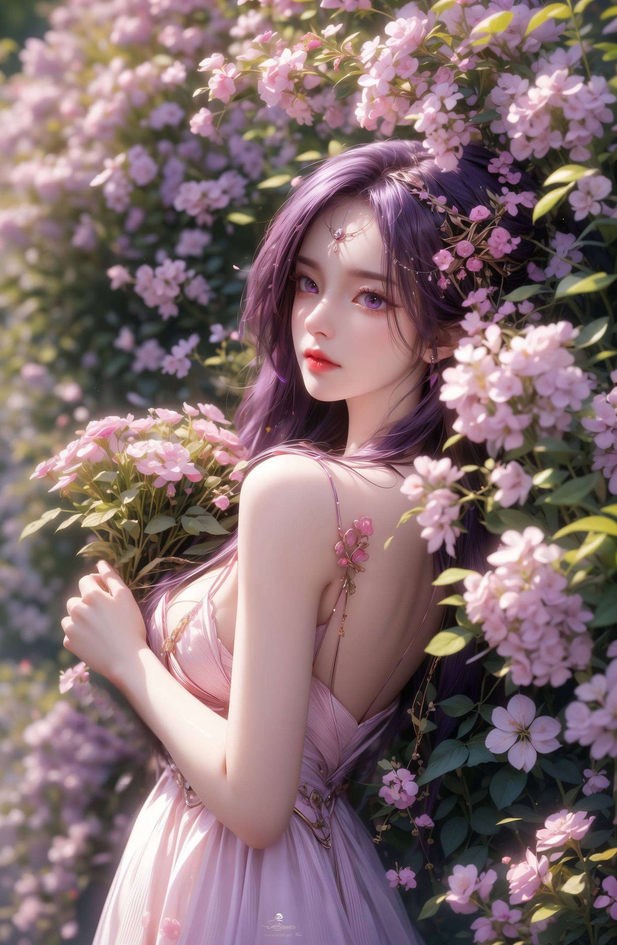 她的倩影在最新版AI绘画中绽放光彩眼神如梦似幻