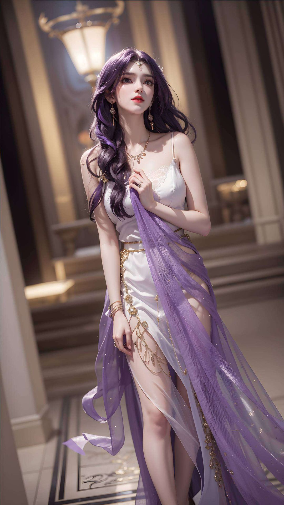 这位AI绘画的美女角色流畅的轮廓