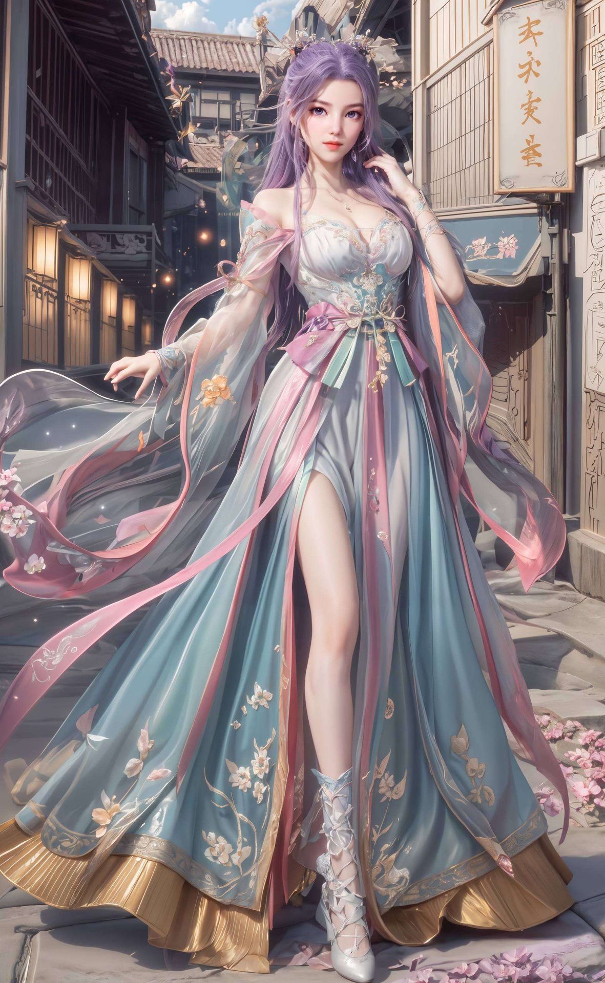 融合了细腻的线条与柔和的色彩这位国漫女生纹理平板壁纸