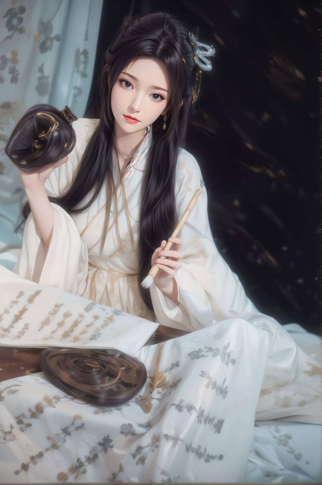 细腻丝绒质感映衬出她优雅的气质