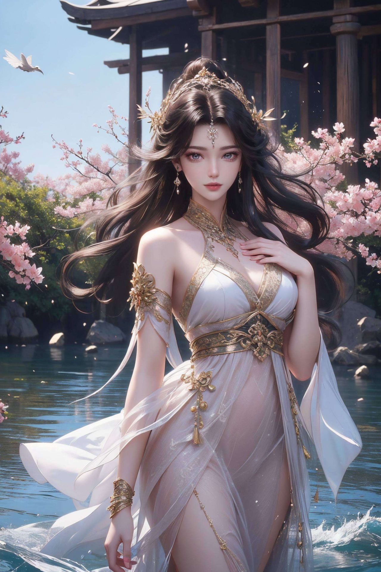 苹果国漫女生周紫虹穿梭于光影之间炫彩壁纸赛博朋克风