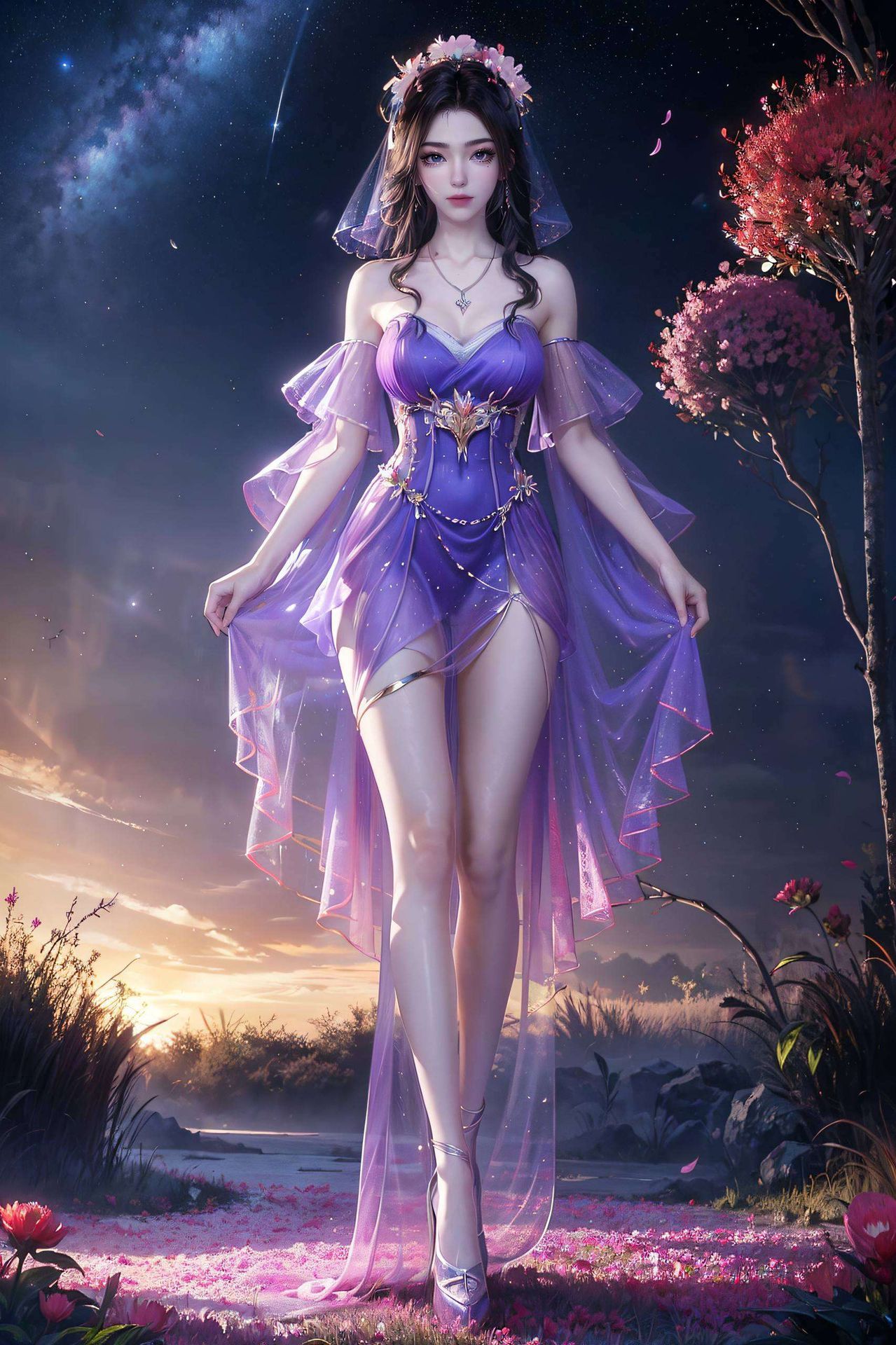 紫灵女神的笑容与眼神这款AI绘画人物表情参考图