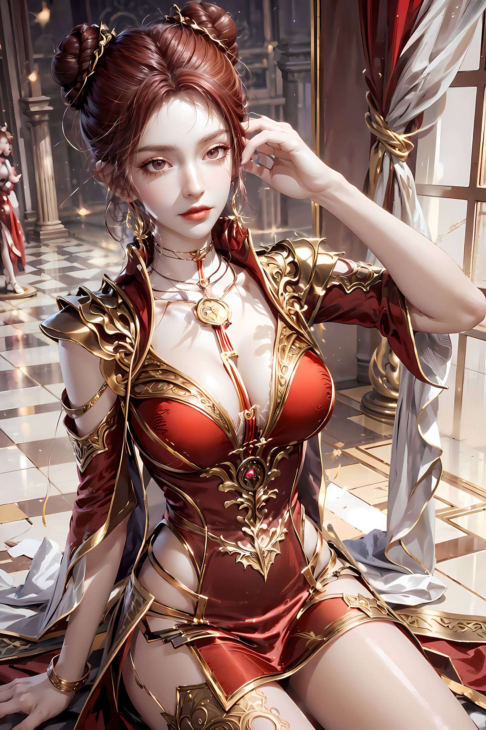 眼神中还带着一丝调皮和狡黠嘿