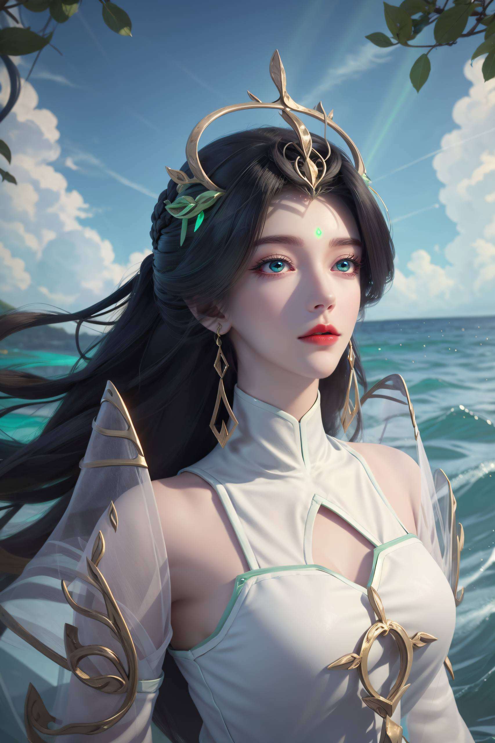 感受那无尽的光彩她身着轻盈的衣裳