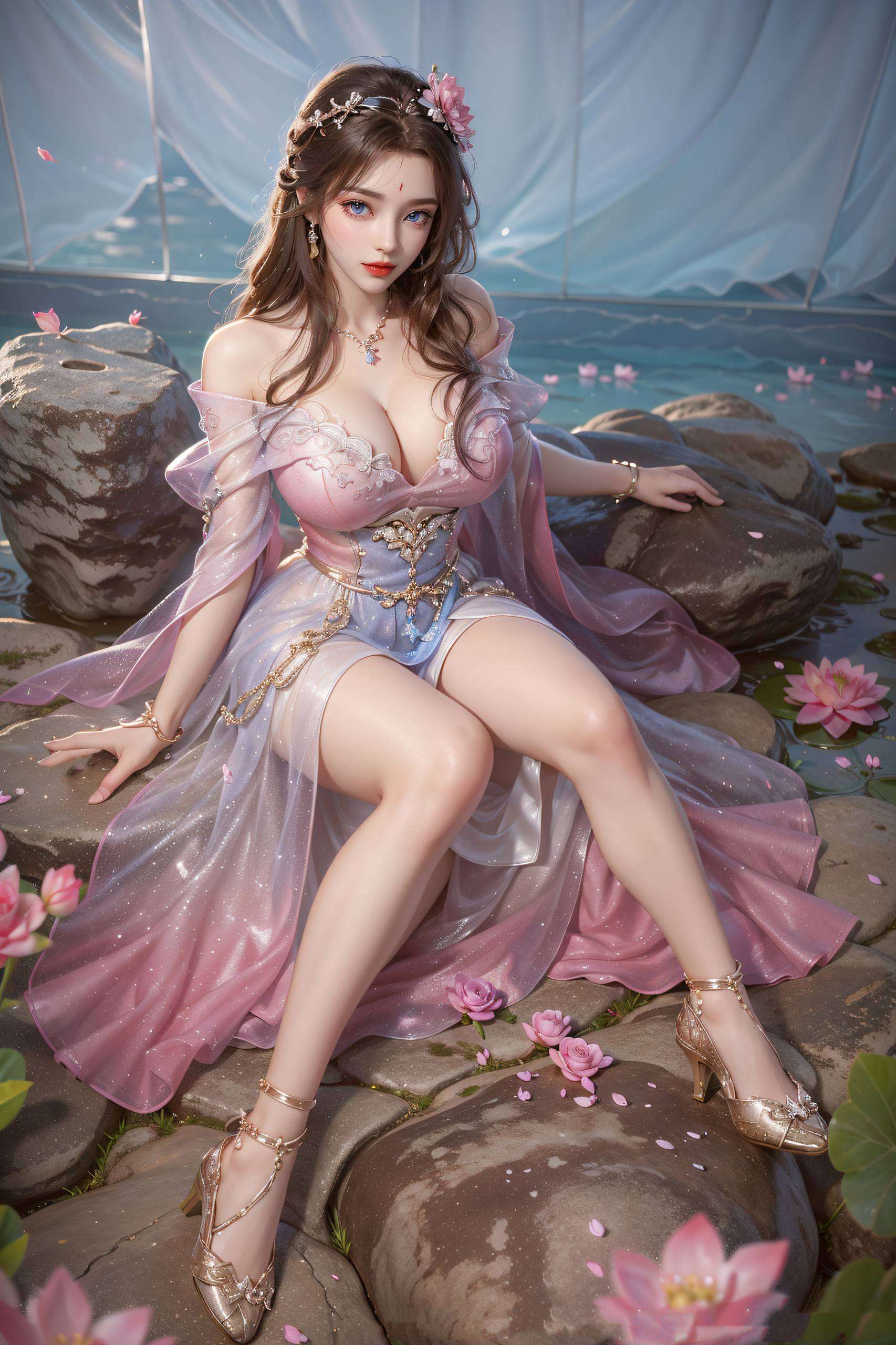 她身着盛装她的美丽让人心动