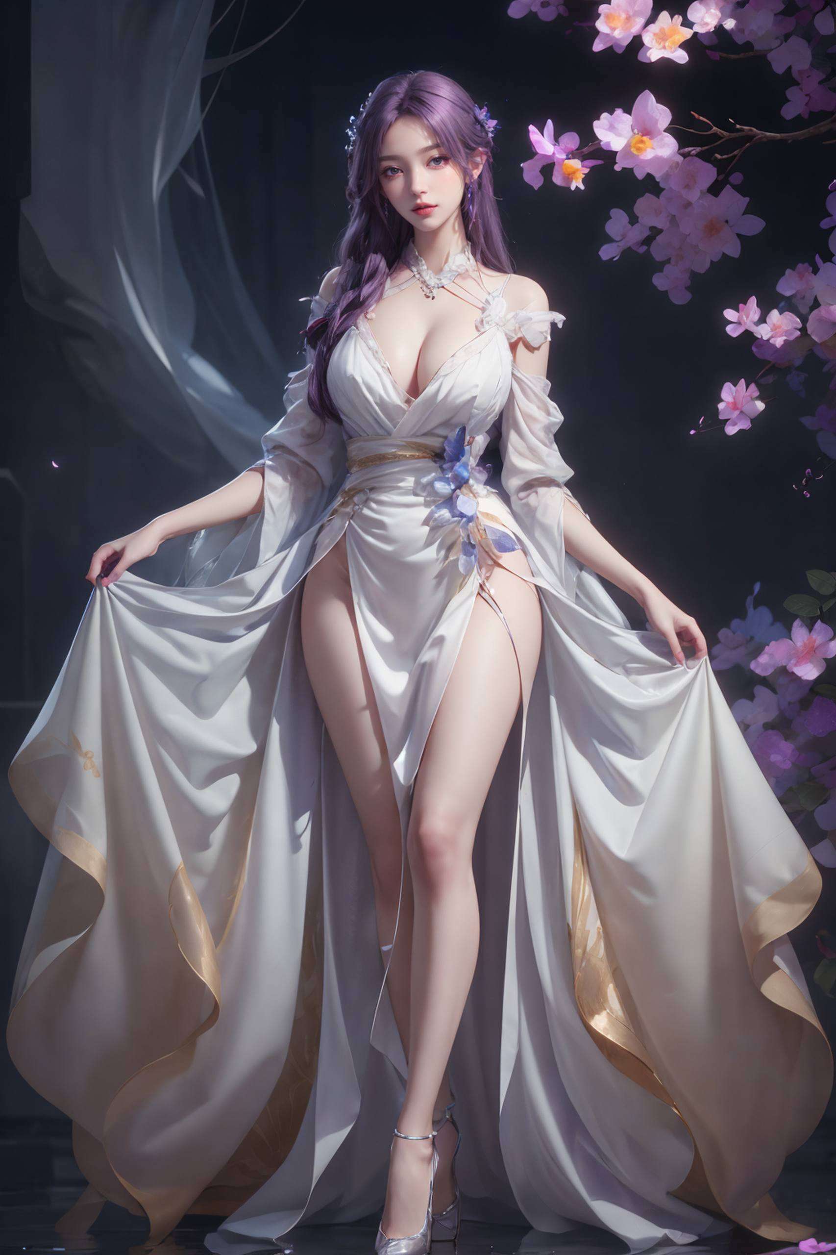 她那飘逸的裙摆轻轻掠过晨曦嘿