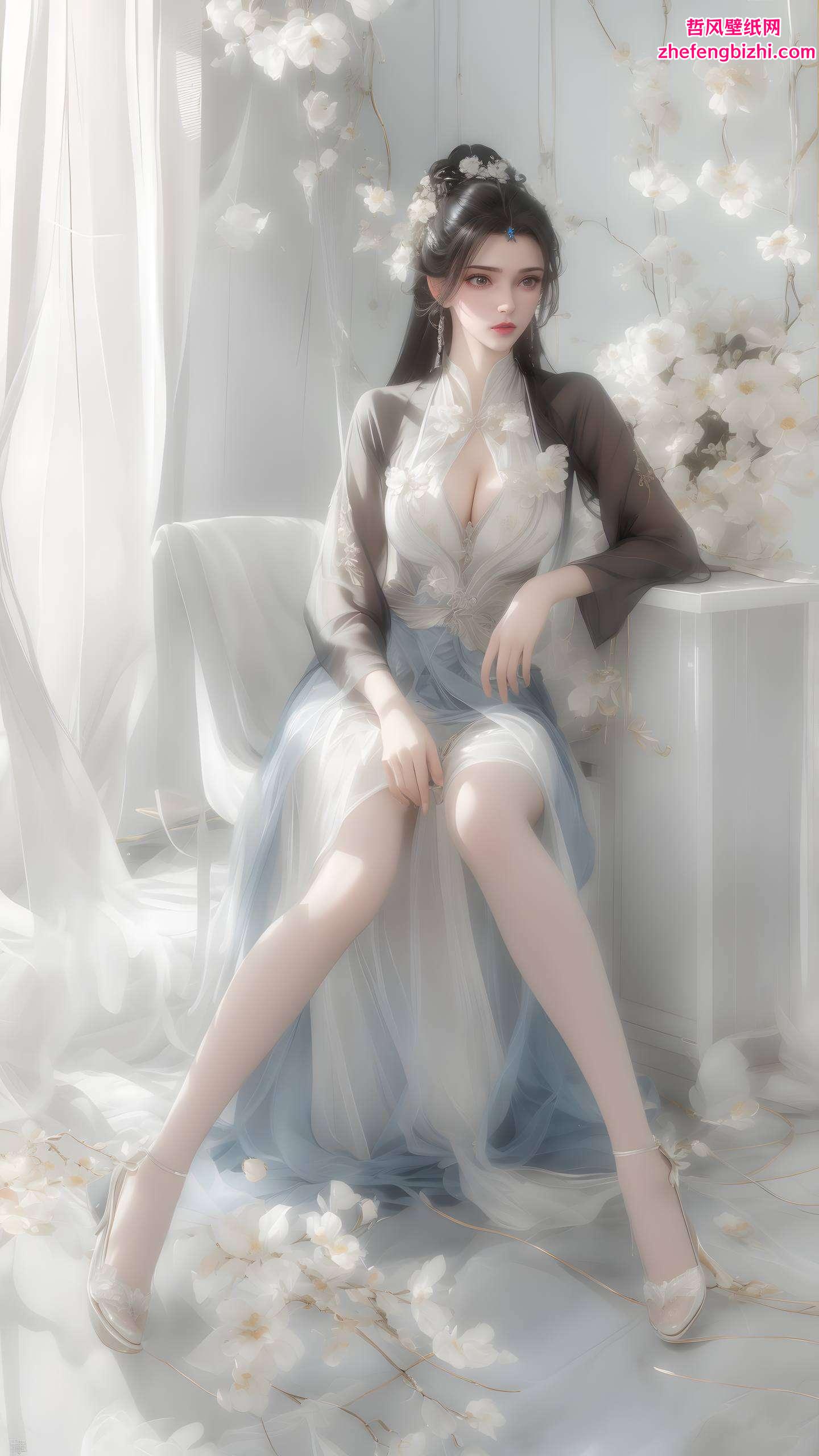 国漫女神李慕婉翩翩起舞在这幅全新AI绘画的PC古风漫画壁纸中