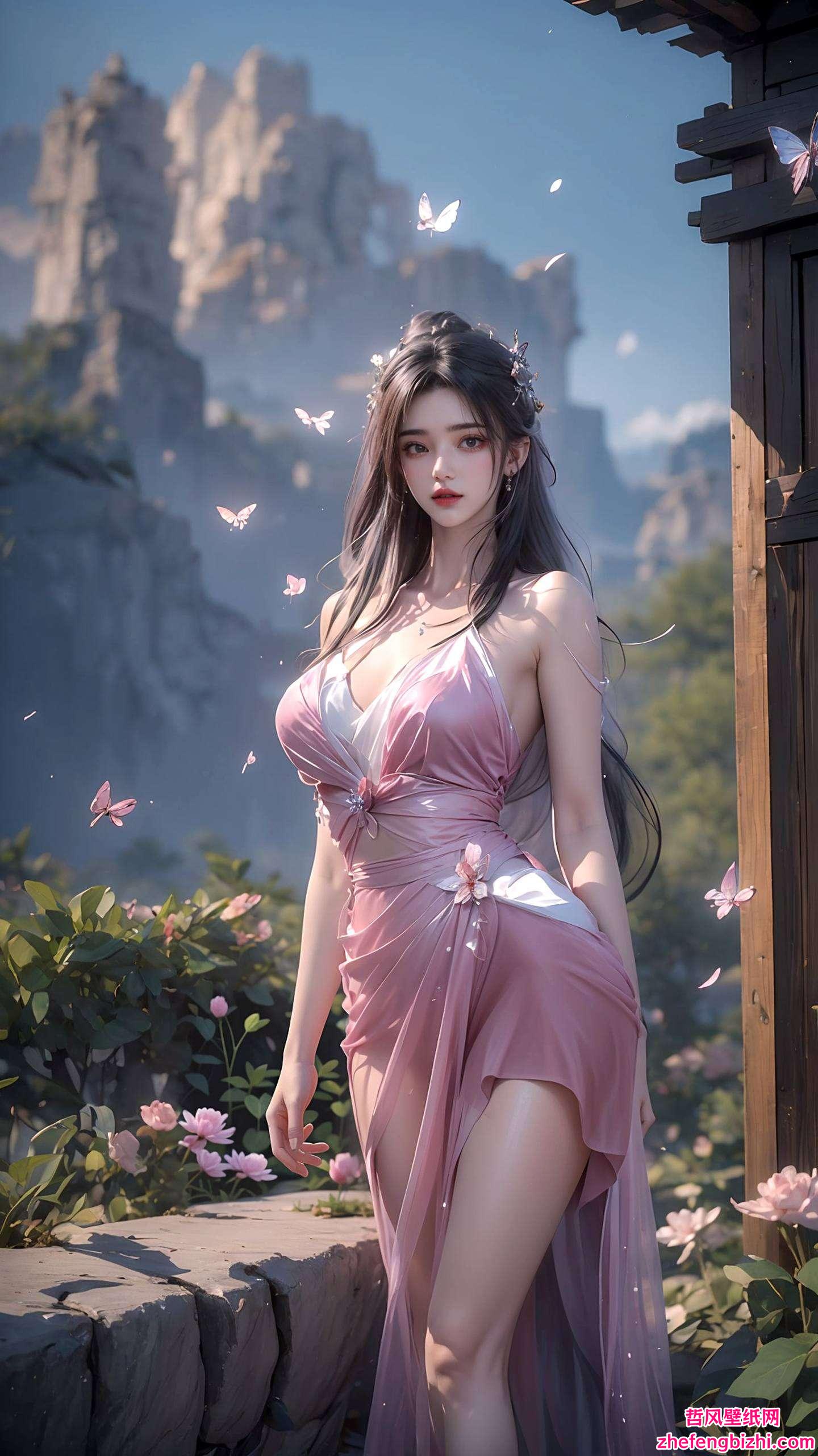 她的倩影跃然于壁纸之上如画中走出的国漫女神