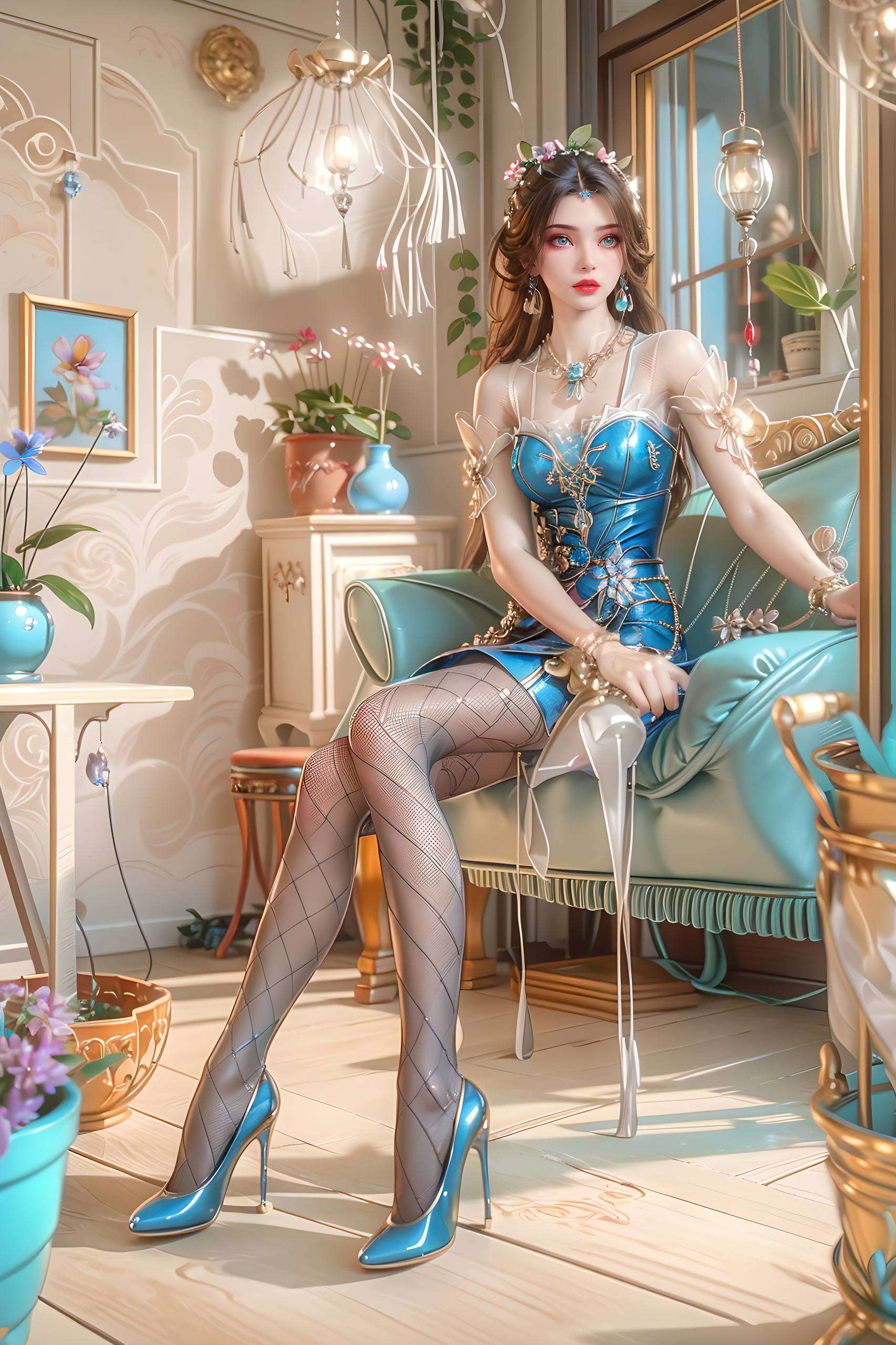 李慕婉的倩影跃然于壁纸上在细腻的光影交织中