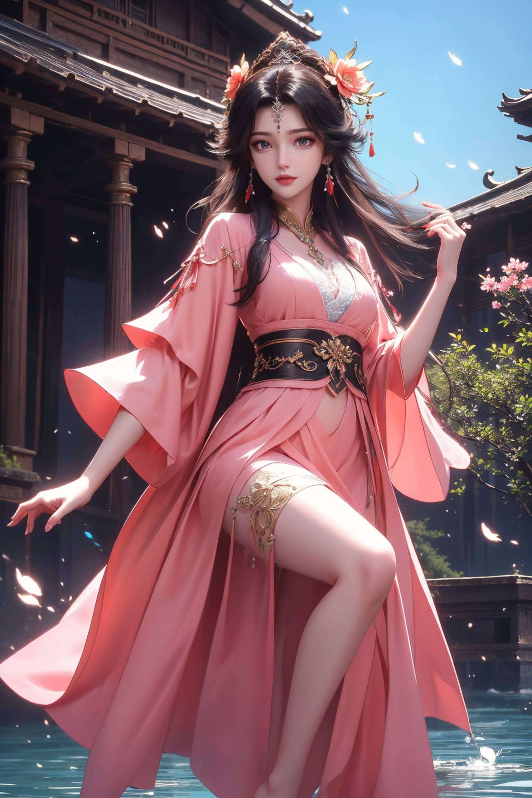 周紫虹宛如一朵绽放的莲花看着这幅全面屏超清壁纸