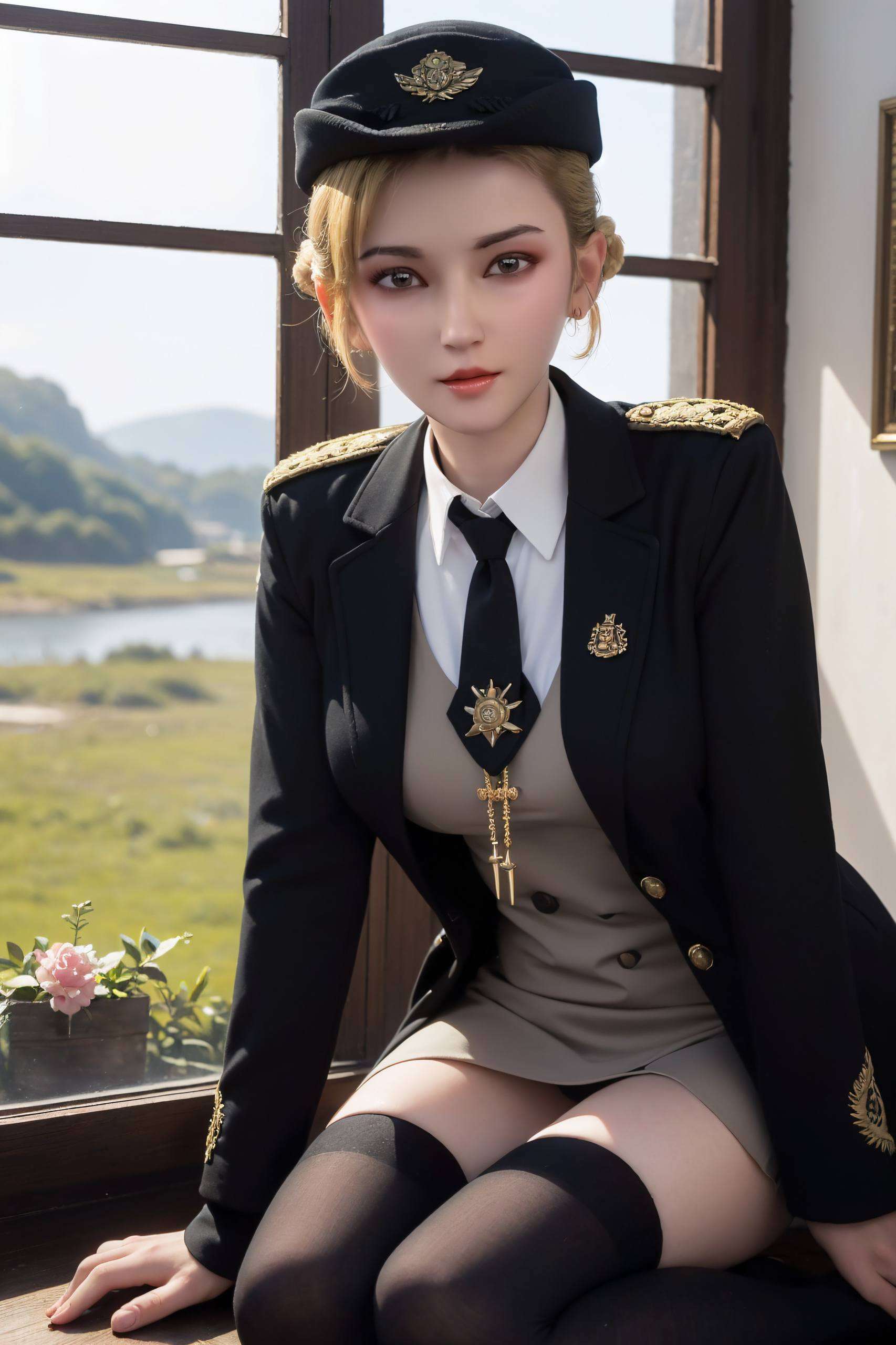 在这免费的AIGC壁纸分享中电脑屏幕上她的身影