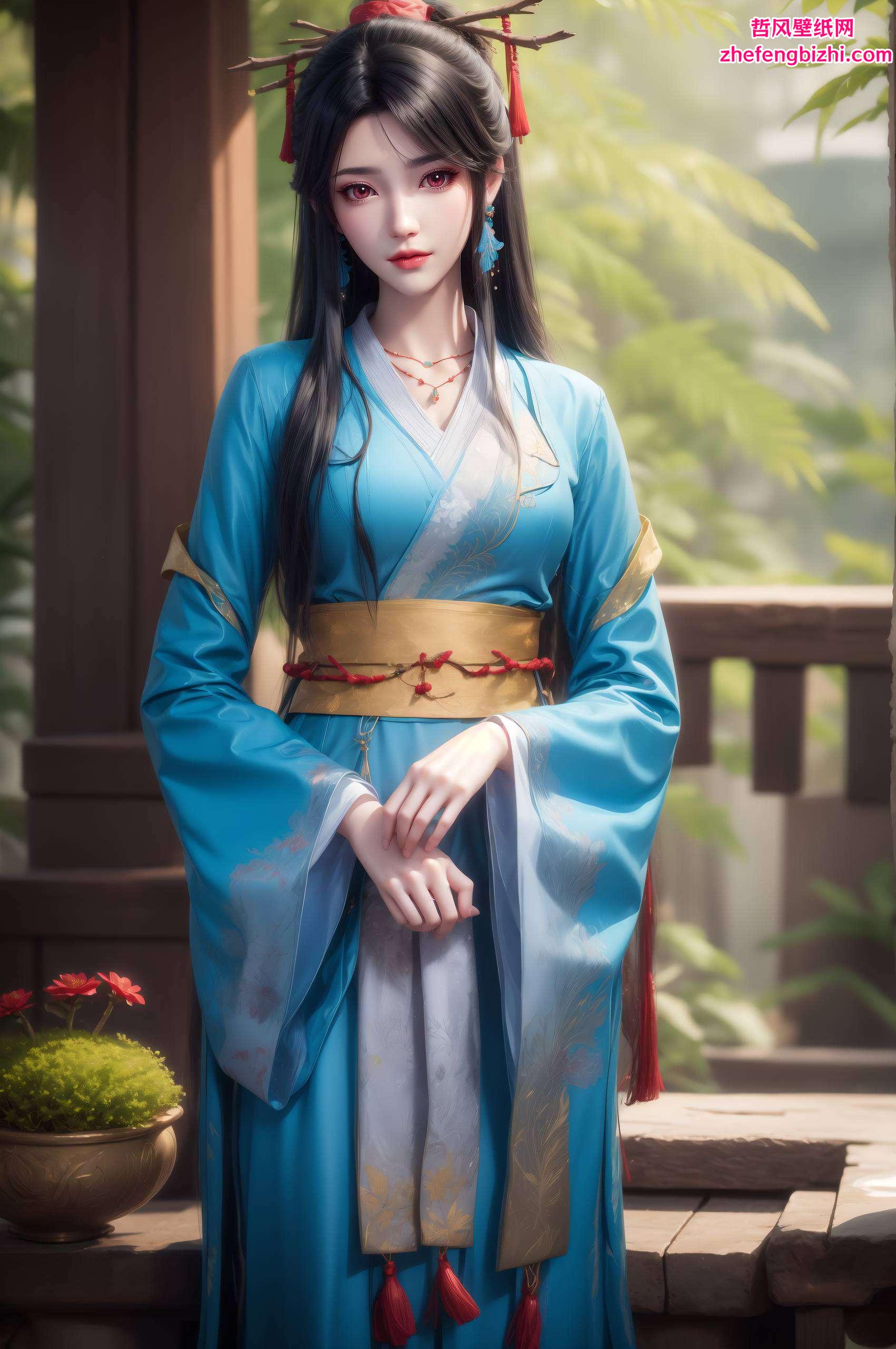 夭夭身着华服画面中