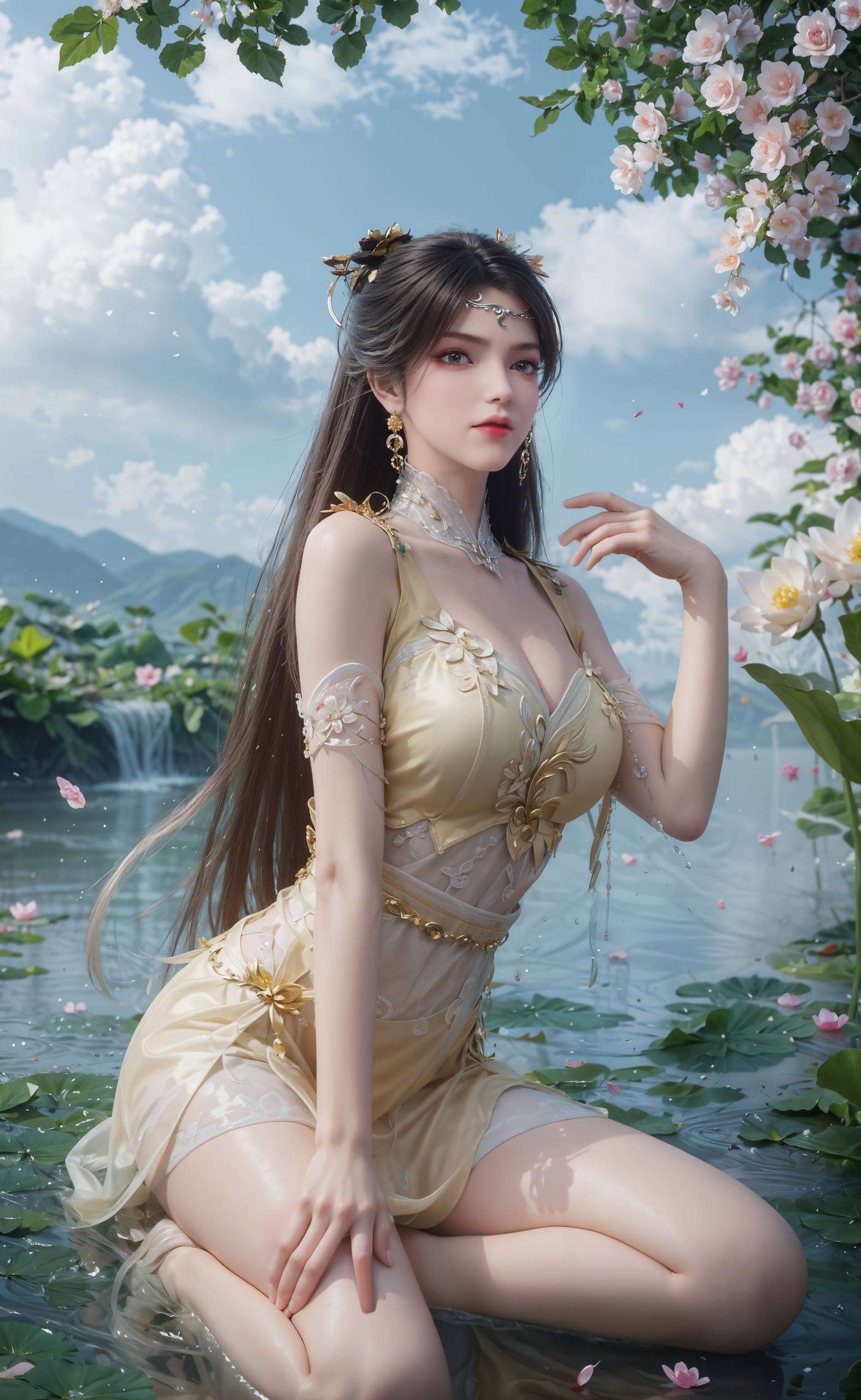 金瓶儿一袭红衣舞动犹如火焰在夜空中跳跃