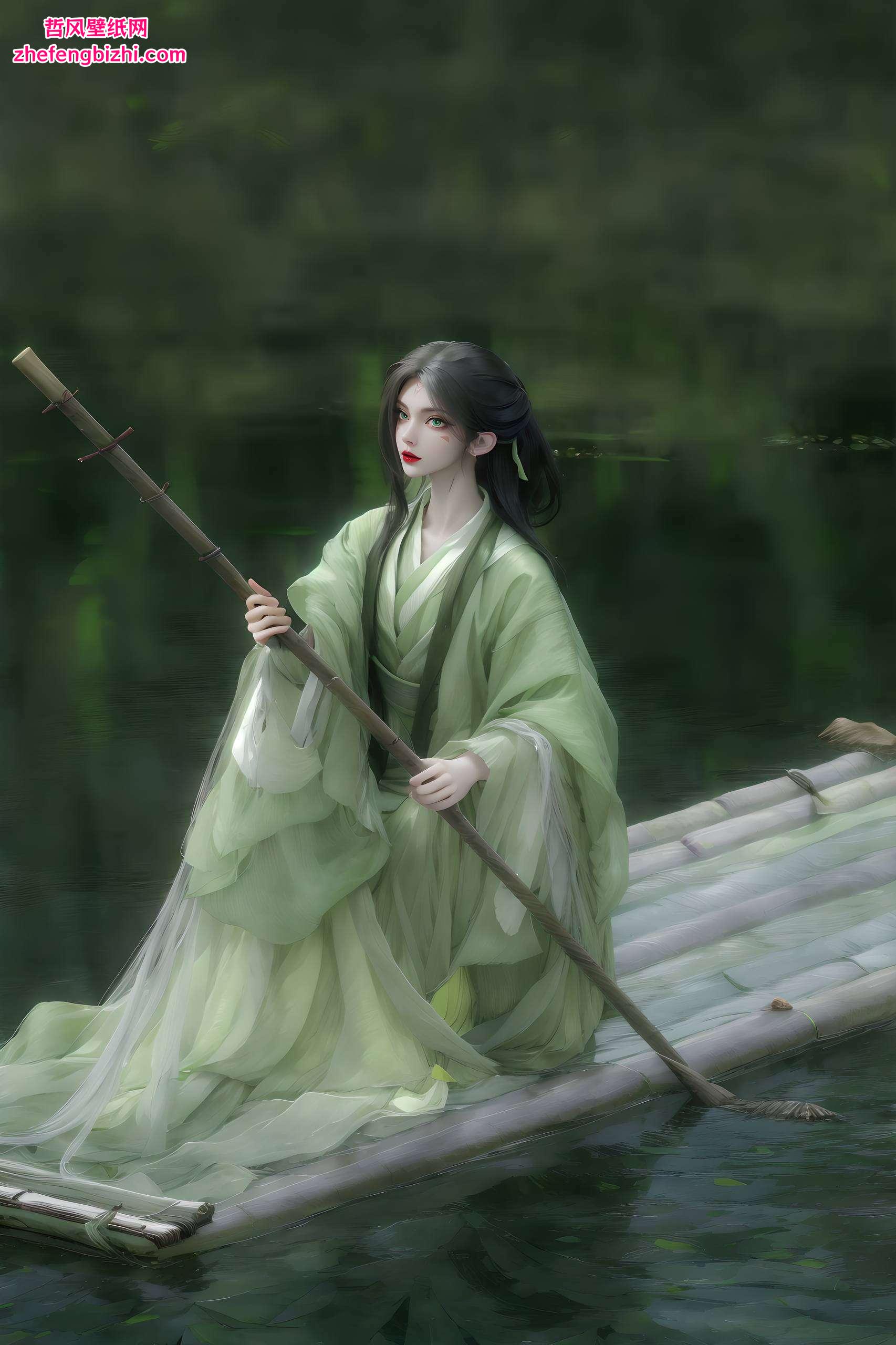 这款小白壁纸以其独特的国漫韵味完美呈现了国漫女神的娇美风华