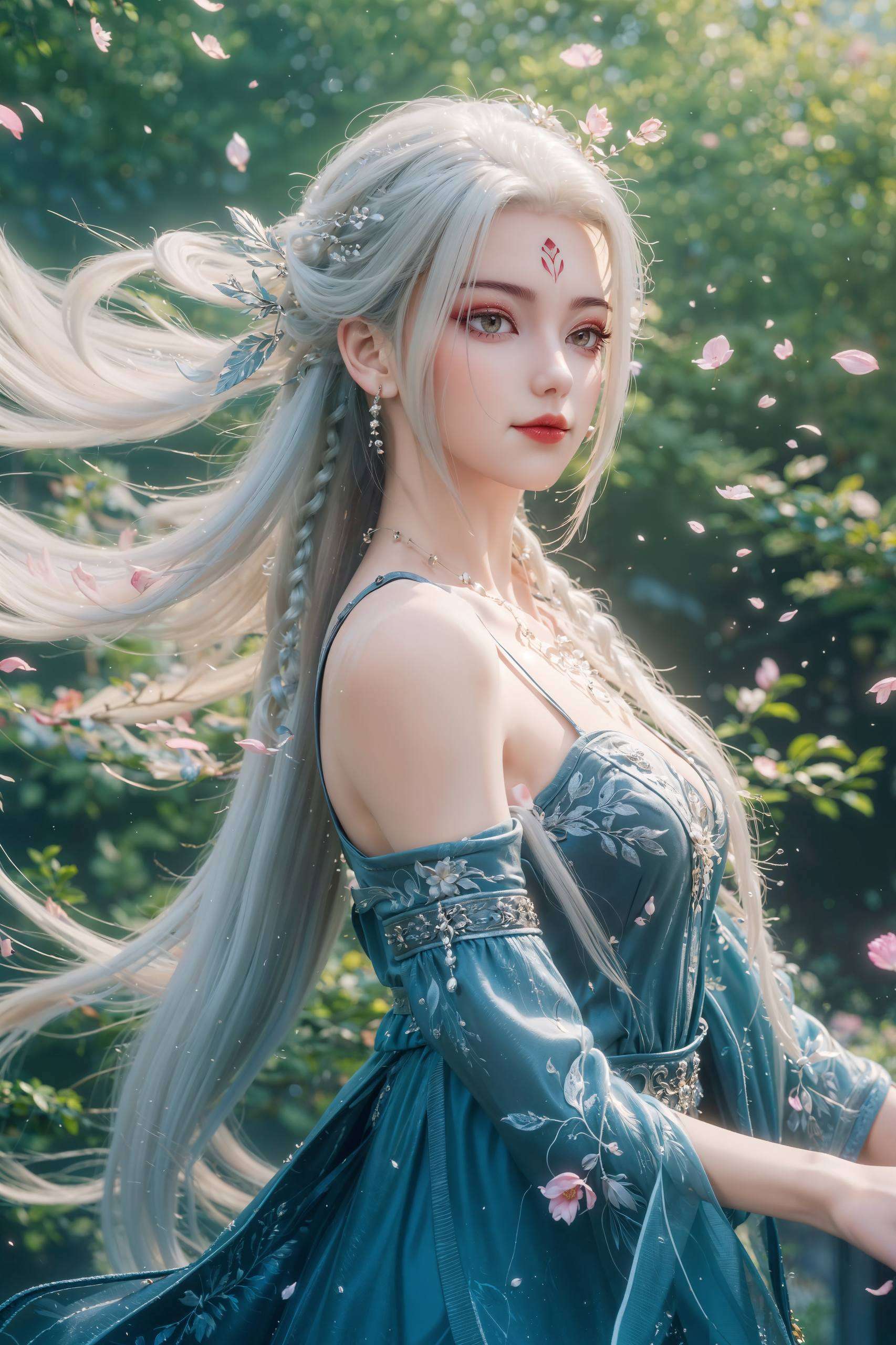 宛如从玄幻故事中走出的美女国漫女神的倩影跃然纸上